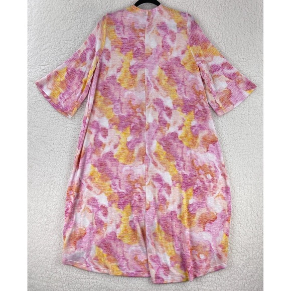 Torrid Hacci Kimono Caridgan Womens Size 1X Pink Watercolor Open Short Sleeve - Picture 12 of 14